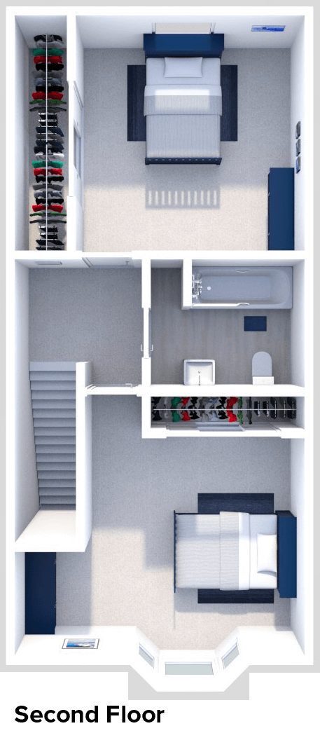 Floor plan for 2 beds, 1.5 baths, 1400 sqft